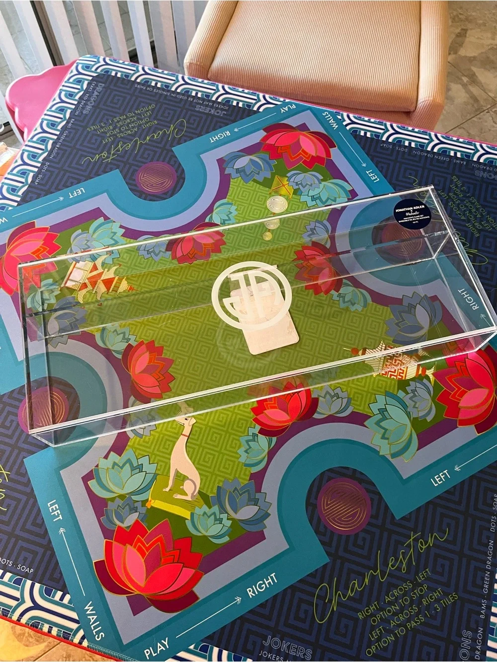 NWT Jonathan Adler Clear Acrylic Box with Sliding Top